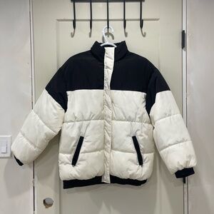 H&M Black and Cream Puffer Jacket